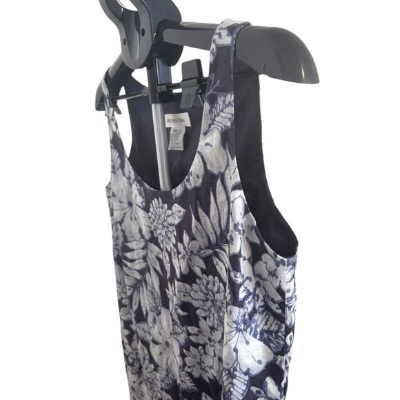 Jones New York 100% Linen Maxi Dress Size 10 Navy Floral Sleeveless Summer - Picture 6 of 9